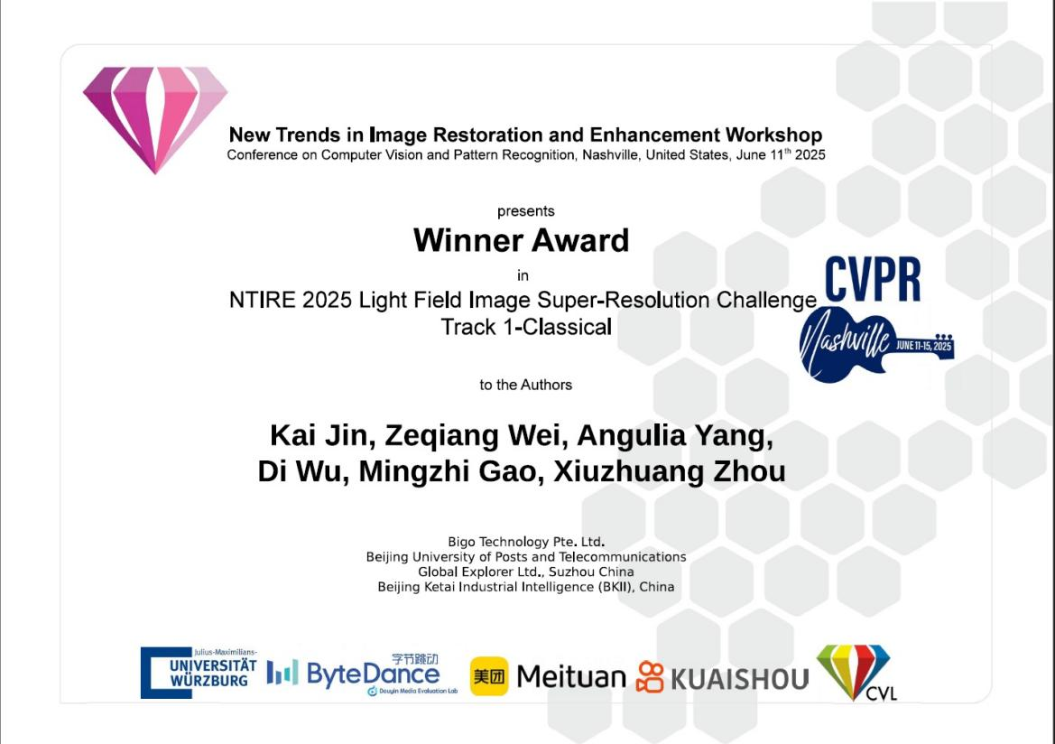 AI顶会CVPR2025 算法冠军两项